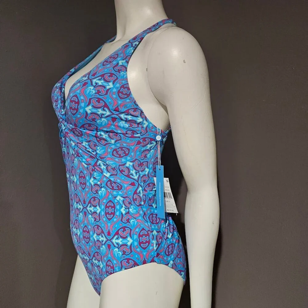 Bleu by Rod Beattie St. Tropez Printed Plunge Halter One-Piece Swimsuit - Picture 3 of 11